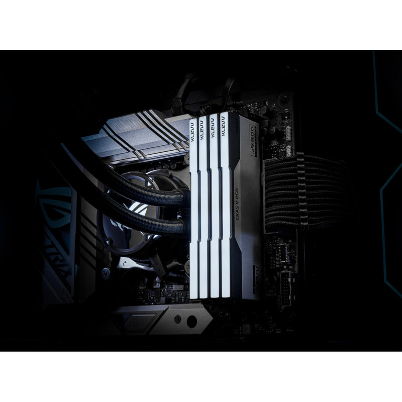 Laden Sie das Bild in Galerie -Viewer, Klevv 32 gb ddr5-6200 (2x 16 gb) kit werkgeheugen (wit zwart, kd5agua80-62b320p, cras v rgb rog, xmp 3.0, expo)