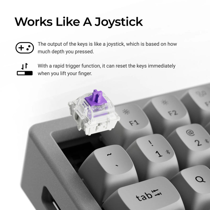 ギャラリービューアに画像をロードする, Keychron k2 he-f1c concrete edition rgb mechanisch toetsenbord (zwart, us lay-out (qwerty), gateron double-rail magnetic nebula, 75%, rgb leds, osa double-shot pbt, hot swap, 2.4ghz | bluetooth 5.2 | usb-c)