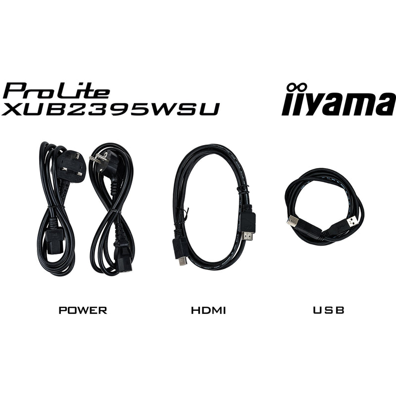 Load image into Gallery viewer, Iiyama prolite xub2395wsu-b5 22.5 monitor (zwart, hdmi, displayport, vga, 2x usb-a, usb-b)