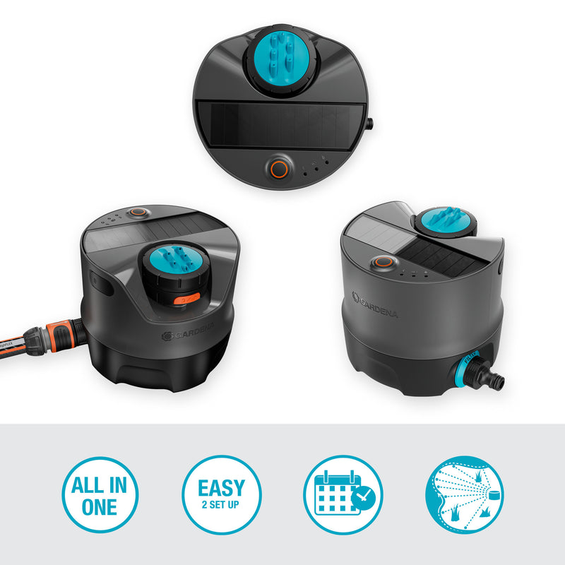 Load image into Gallery viewer, Gardena irrigatiesysteem aquaprecise op zonne-energie voor gazon sprinklersysteem (grijs turquoise, sproeioppervlak 320 m²)