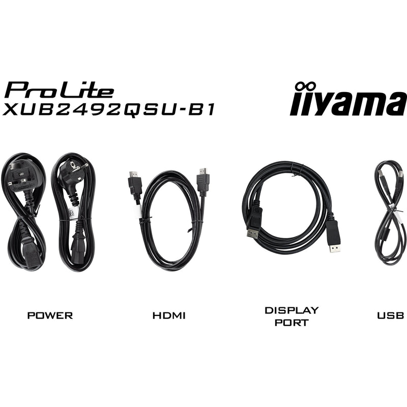 Load image into Gallery viewer, Iiyama prolite xub2492qsu-b1 23.8 monitor (zwart (mat), hdmi, displayport, 3x usb-a, usb-c)