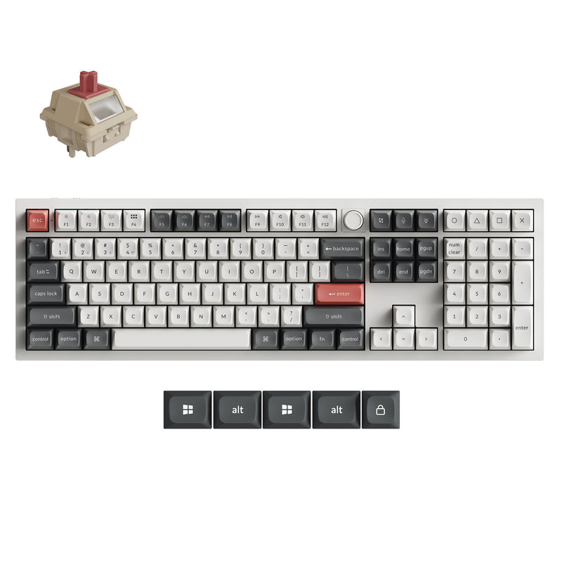 Load image into Gallery viewer, Keychron q6 ultra-p1 8k wireless custom mechanical keyboard (wit, us lay-out (qwerty), silk pom red, 100%, rgb, hot swap, 8k, 2.4 ghz bluetooth 5.2 usb-c)