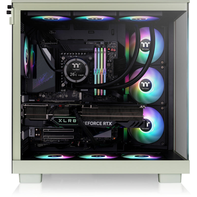 Load image into Gallery viewer, Thermaltake view 380 xl ws argb midi tower behuizing (lichtgroen houtkleur | 2x usb-a | 1x usb-c | rgb | tempered glass)
