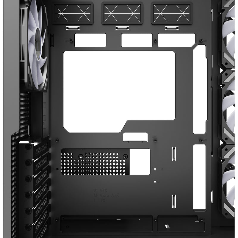 Afbeelding laden in galerijviewer, Sharkoon steel shark midi tower behuizing (zwart | 2x usb-a | 1x usb-c | rgb | tempered glass)