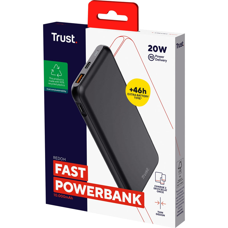 Cargue la imagen en el visor de la galería, Trust redoh fast 10.000mah powerbank (zwart)