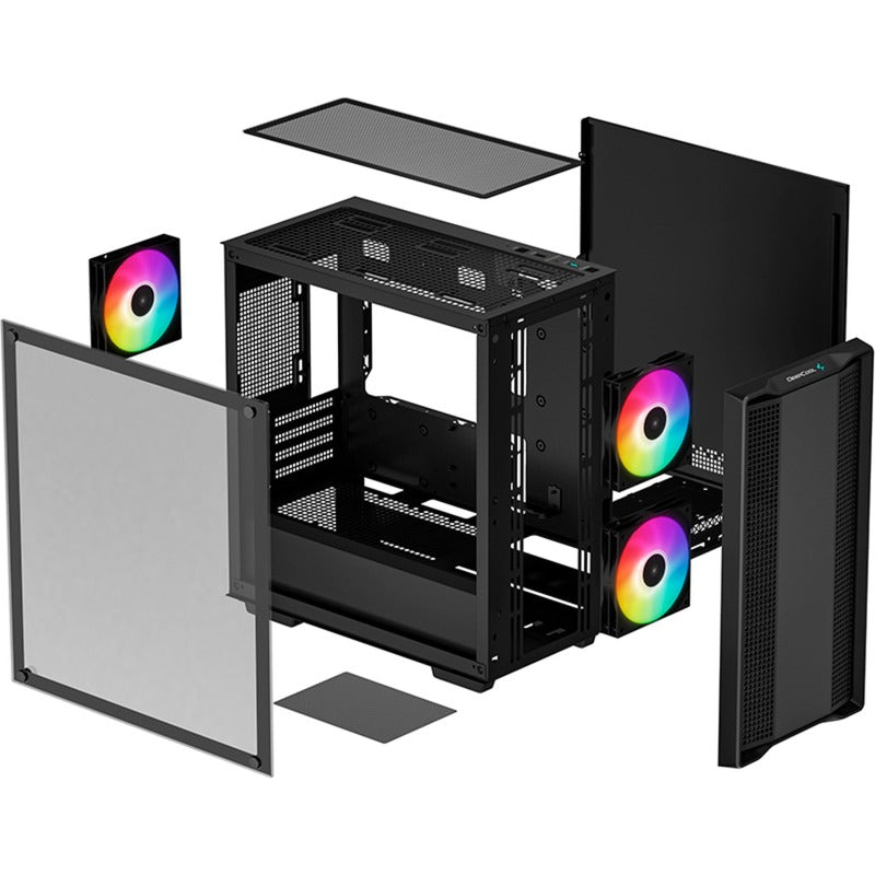 Load image into Gallery viewer, Deepcool cc360 argb mini tower behuizing (zwart | 2x usb-a | rgb | tempered glass)