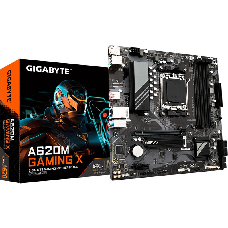 Load image into Gallery viewer, Gigabyte a620m gaming x (rev. 1.0) socket am5 moederbord (zwart grijs, raid, gb-lan, sound, µatx)