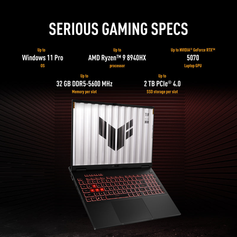 Laden Sie das Bild in Galerie -Viewer, Asus tuf gaming a16 fa608um-rv253w 16 gaming laptop (grijs | ryzen 7 260 | rtx 5060 | 16 gb | 1 tb ssd)