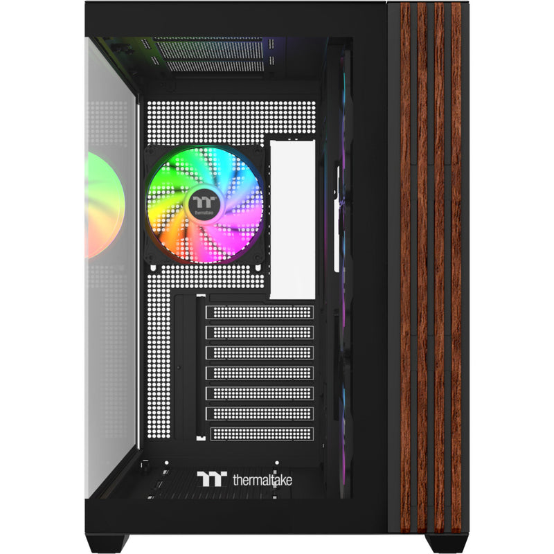 Load image into Gallery viewer, Thermaltake view 380 ws argb midi tower behuizing (zwart houtkleur | 2x usb-a | 1x usb-c | rgb | tempered glass)