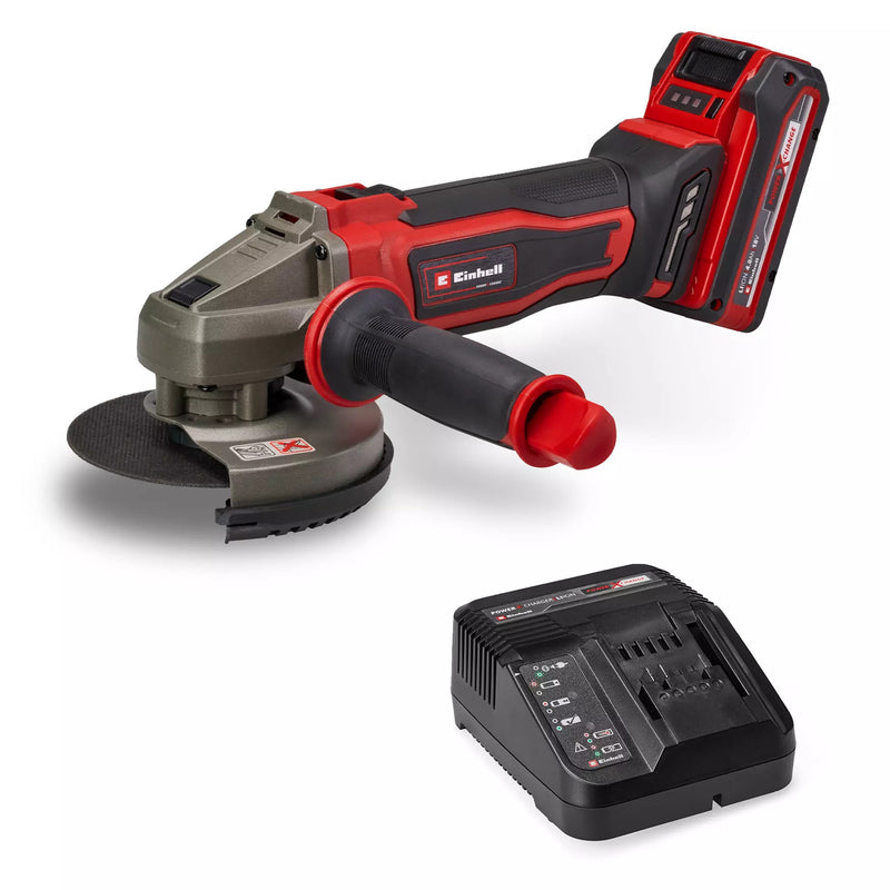 Load image into Gallery viewer, Einhell accu haakse sliijper te-ag 18 125-2 li (1x4,0 ah) haakse slijper (rood zwart, incl. 4.0 ah power x-change accu en oplader)