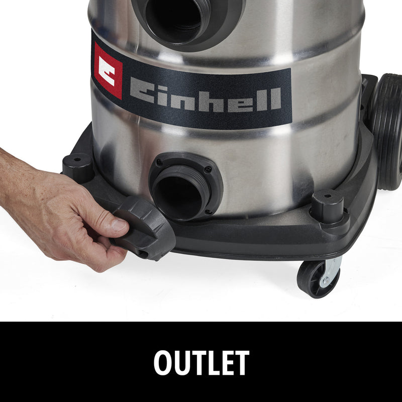 Load image into Gallery viewer, Einhell accu nat- droogzuiger te-vc 36 25 li s-solo nat- en droogzuiger (rood roestvrij staal, accu en oplader niet inbegrepen )