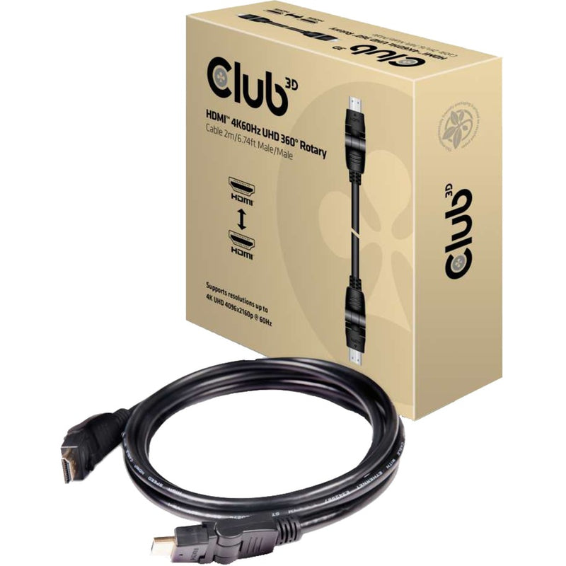 Afbeelding laden in galerijviewer, Club 3d hdmi 2.0 360° draaibare kabel (zwart, 2 meter, 4k)