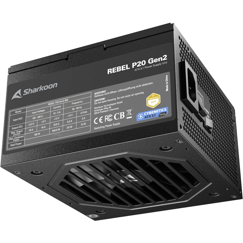 Afbeelding laden in galerijviewer, Sharkoon rebel p20 gen2 modulaire 1000 watt voeding (zwart, 1x 12v-2x6, 3x pcie)