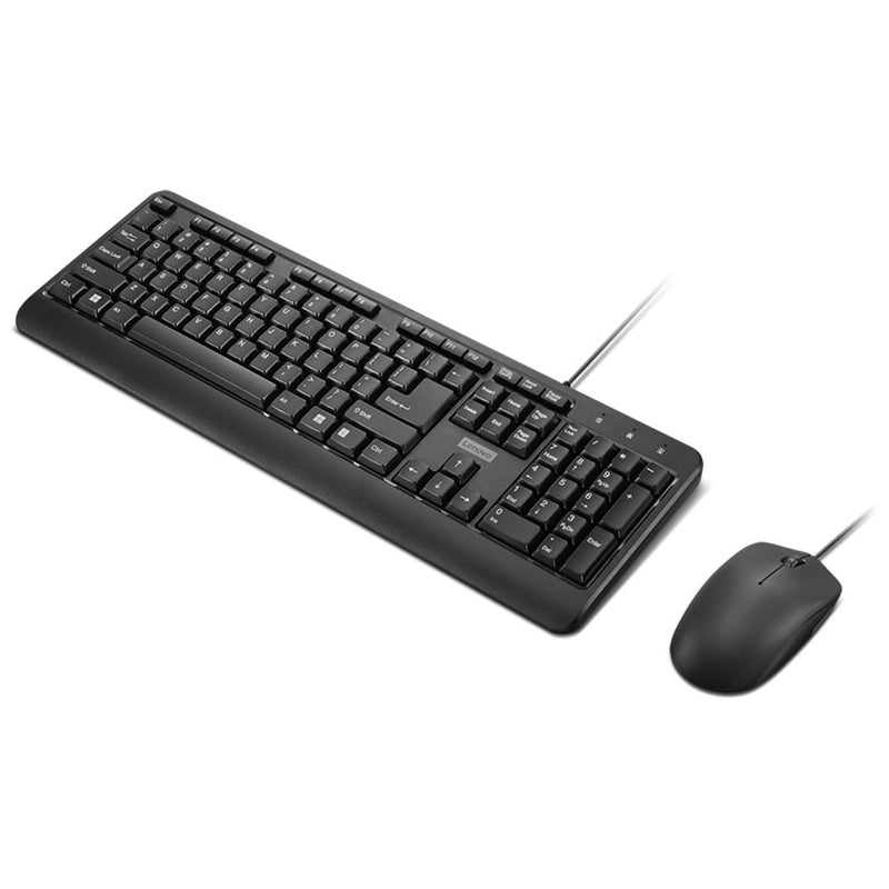 Afbeelding laden in galerijviewer, Lenovo 160 wired combo desktopset (zwart, us lay-out (qwerty), 100%, usb-a, 1.600 dpi)