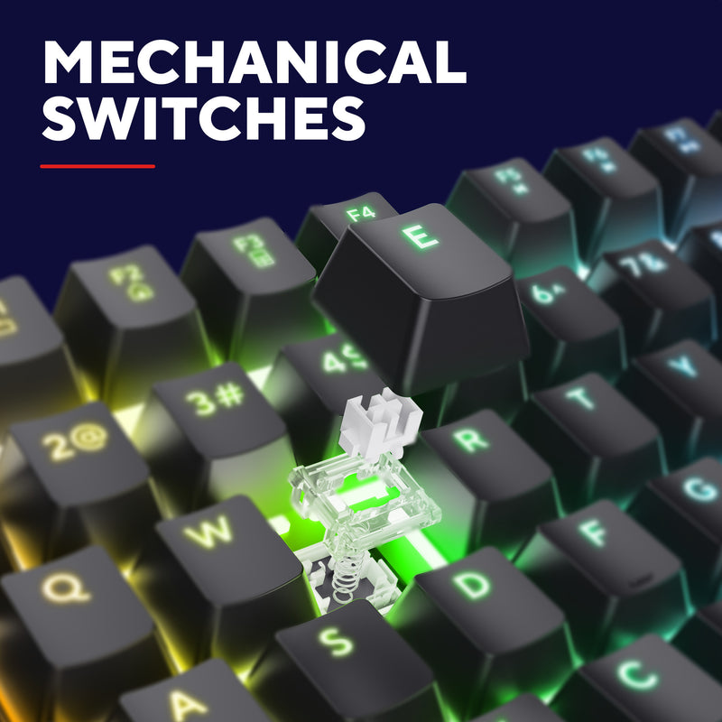 Load image into Gallery viewer, Trust gxt 871 zora mechanisch gaming toetsenbord (zwart, us lay-out (qwerty), huano red, 100%, rgb)