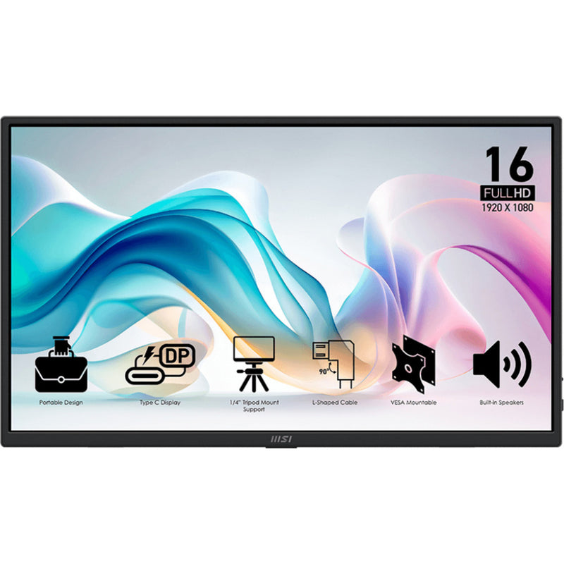 Load image into Gallery viewer, Msi pro mp165 e6 15.6 monitor (zwart, hdmi, 2x usb-c)