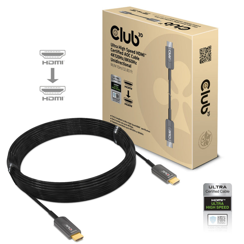 Chargez l'image dans la visionneuse de la galerie, Club 3d gecertificeerde actieve optische ultra high speed hdmi 2.1 kabel (zwart, 10 meter, 8k)