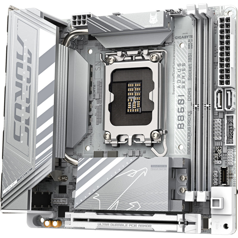 Load image into Gallery viewer, Gigabyte b860i aorus pro ice socket 1851 moederbord (zilver, raid, 2.5gb-lan, wi-fi 7, bt, sound, mini-itx)