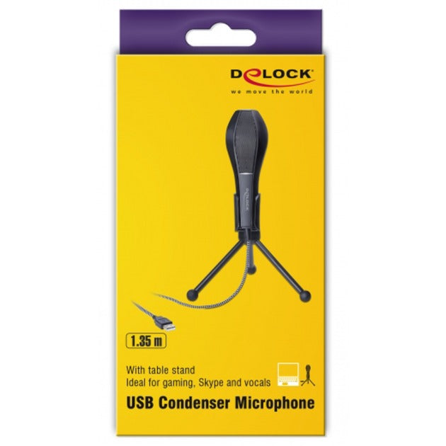 Load image into Gallery viewer, Delock usb condenser microfoon (zwart, met tafel standaard)