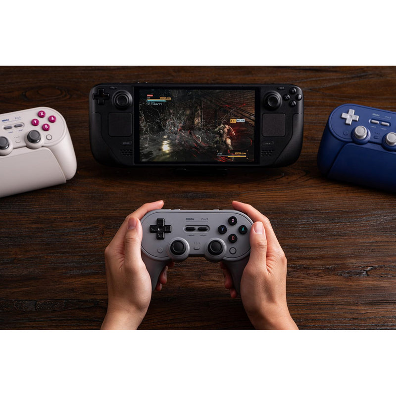 Cargue la imagen en el visor de la galería, 8bitdo pro 3 bluetooth gamepad (grijs zwart, switch 1 2, pc, android, 2.4 ghz bluetooth usb)