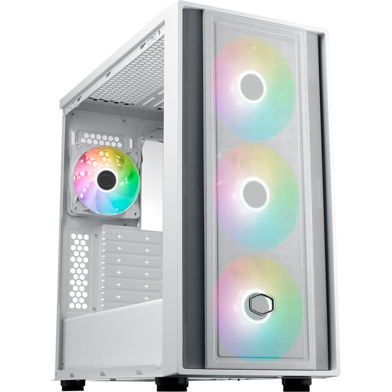 Load image into Gallery viewer, Cooler master masterbox 600 midi tower behuizing (wit | 2x usb-a | 1x usb-c | rgb | tempered glass)