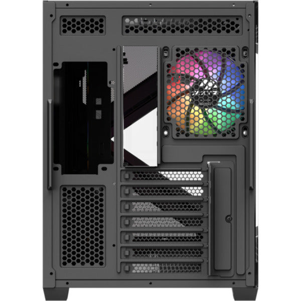 Laden Sie das Bild in Galerie -Viewer, Xyz pc gear qubex midi tower behuizing (zwart | 2x usb-a | 1x usb-c | tempered glass)