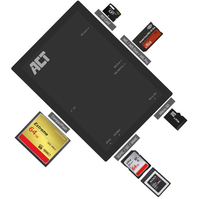 Afbeelding laden in galerijviewer, Act connectivity externe usb 3.2 gen1 (usb 3.0) kaartlezer (zwart)