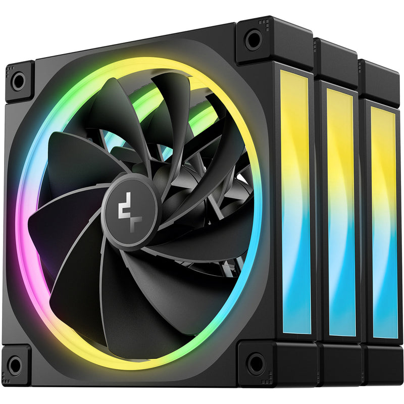 Laden Sie das Bild in Galerie -Viewer, Deepcool fl12r rgb case fans (zwart, 3 stuks, 120 x 120 x 25 mm, pwm)