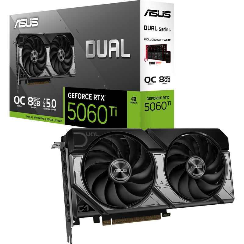 Chargez l'image dans la visionneuse de la galerie, Asus dual geforce rtx 5060 ti oc 8g grafische kaart (zwart, 3x displayport, 1x hdmi)