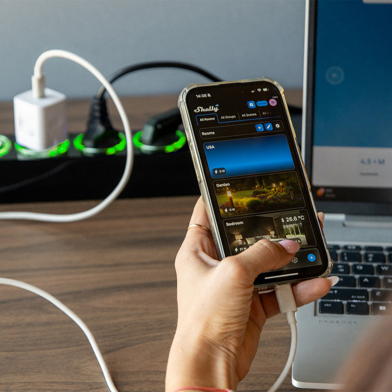 Load image into Gallery viewer, Shelly power strip gen4 stekkerdoos (zwart, wifi, bluetooth, zigbee)