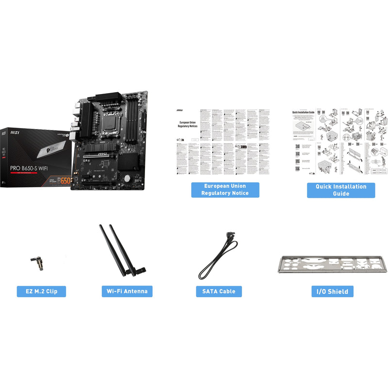 Load image into Gallery viewer, Msi pro b650-s wifi socket am5 moederbord (zwart, raid, 2.5 gbe-lan, wi-fi 6e, bt, sound, atx)