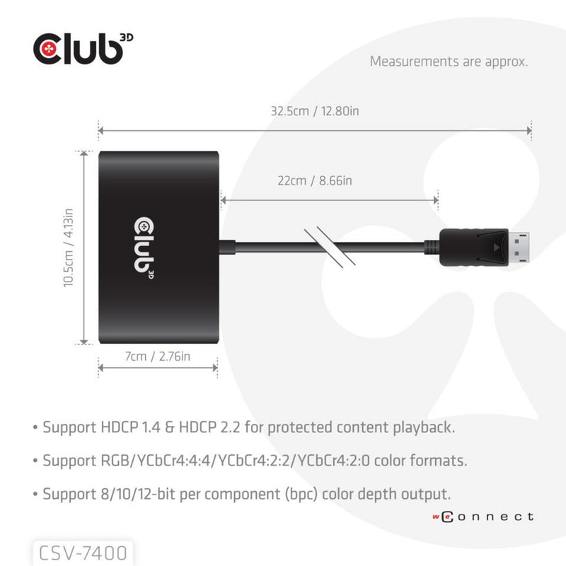 Laden Sie das Bild in Galerie -Viewer, Club 3d displayport quad monitor hub mst 4x 4k30hz displayport splitter (zwart)