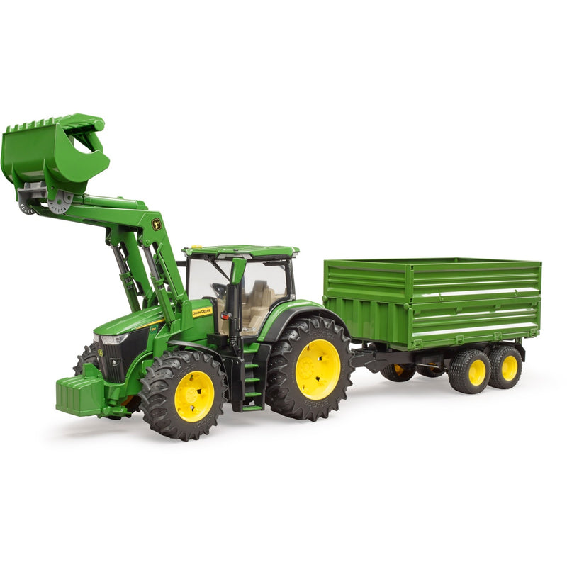Load image into Gallery viewer, Bruder john deere 7r 350 met frontlader en transportaanhanger modelvoertuig (03155)