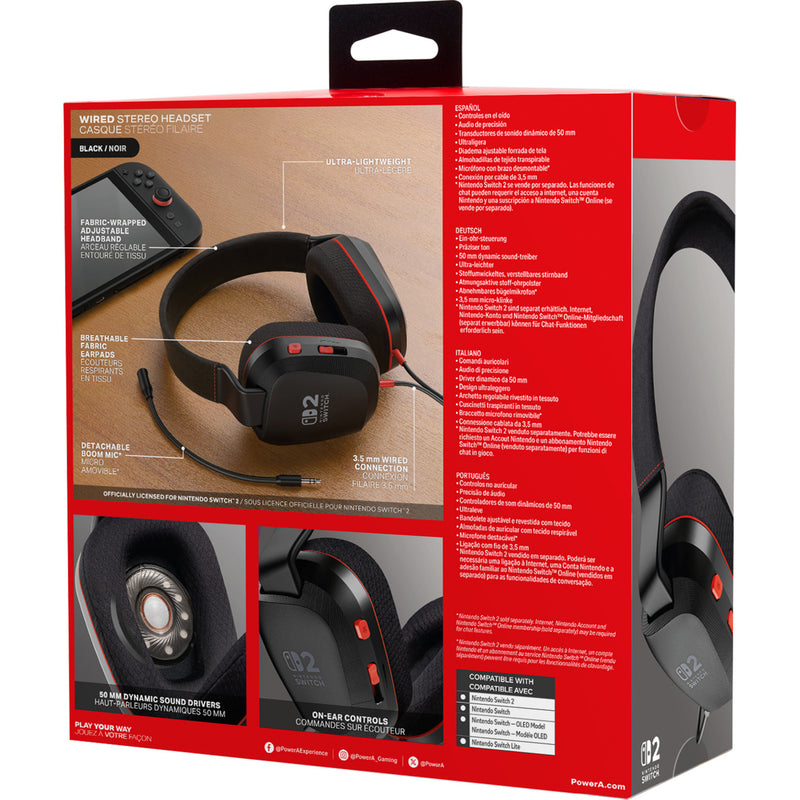 Afbeelding laden in galerijviewer, Powera bedrade stereoheadset voor nintendo switch 2 over-ear gaming headset (zwart rood, nintendo switch 2, nintendo switch – oled model, nintendo switch, nintendo switch lite)