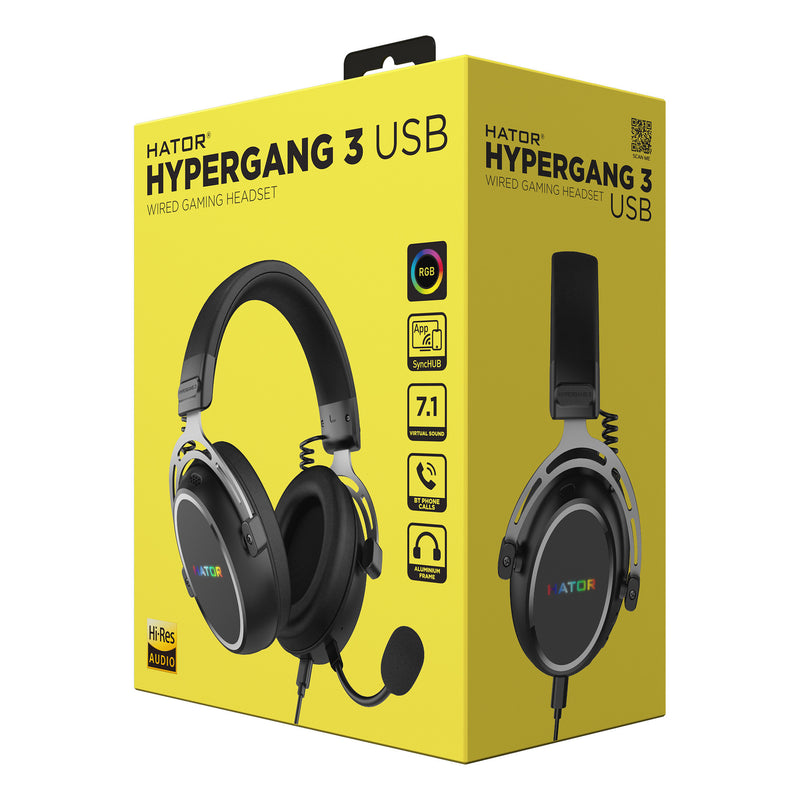 Chargez l'image dans la visionneuse de la galerie, Hator hypergang 3 usb over-ear gaming headset (zwart, rgb, 7.1 virtual surround, usb bluetooth)