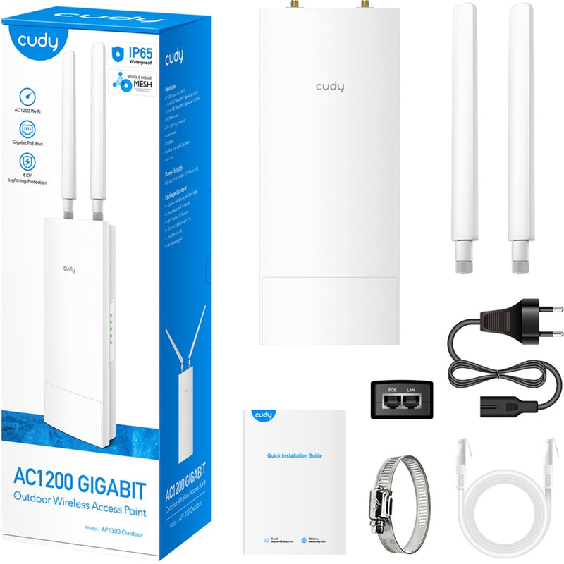 Load image into Gallery viewer, Cudy ap1300 ac1200 wifi gigabit outdoor access point (wit, poe)