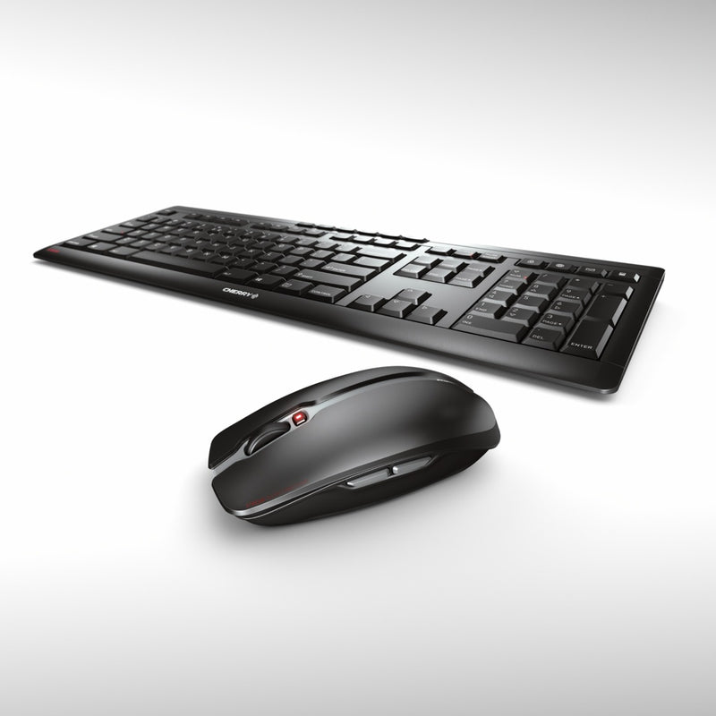 Afbeelding laden in galerijviewer, Cherry stream desktop draadloze desktopset (zwart, eu lay-out (qwerty), sx-schaartechnologie, 100%, 1000 - 2400 dpi)