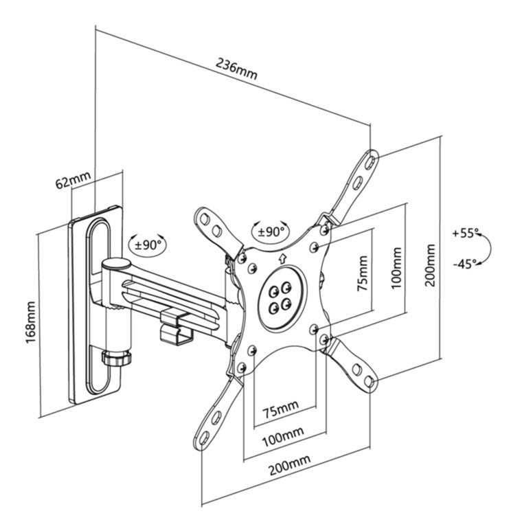 Load image into Gallery viewer, Goobay tv wall mount caravan fullmotion (m), 13 to 43 inch wandmontage (zilver)