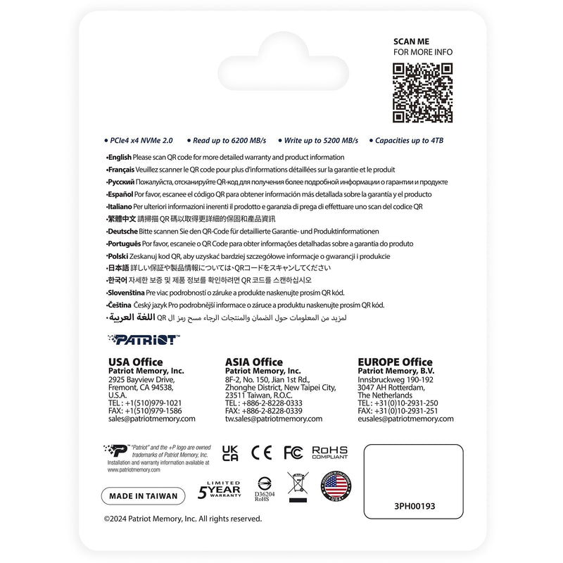 Load image into Gallery viewer, Patriot p400 v4 4 tb ssd (p400vp4tbm28h, pcie 4.0 x4, nvme 2.0, m.2 2280)