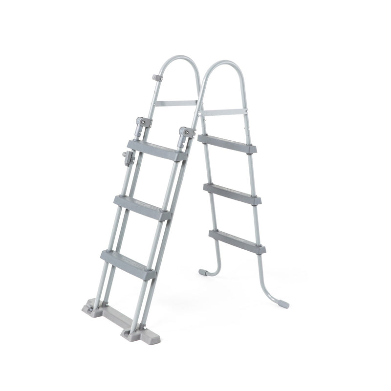 Load image into Gallery viewer, Bestway zwembad power steel set rechthoek rotan 404 (grijs, incl. filterpomp (220-240v) + ladder)