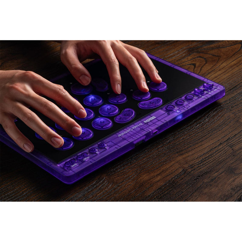 Laden Sie das Bild in Galerie -Viewer, 8bitdo arcade controller - transparent purple signature edition (paars transparant, 2.4 ghz bluetooth usb, nintendo switch 1 + 2, pc)