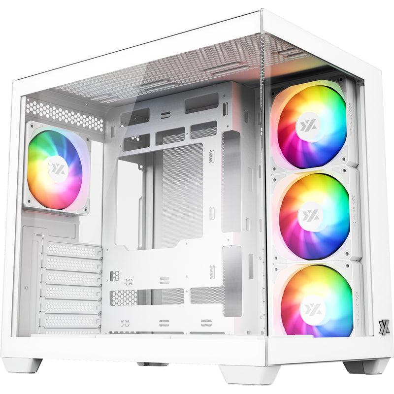 Laden Sie das Bild in Galerie -Viewer, Xyz pc gear tesseract x midi tower behuizing (wit | 2x usb-a | 1x usb-c | tempered glass)
