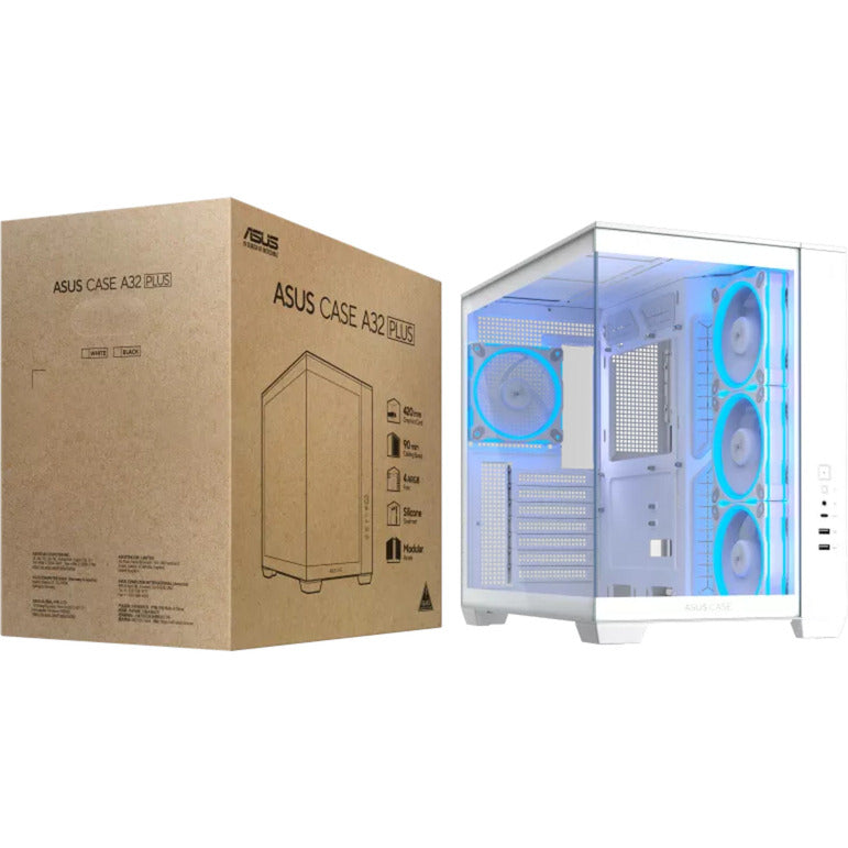 Load image into Gallery viewer, Asus a32 plus midi tower behuizing (wit | 2x usb-a | 1x usb-c | rgb | tempered glass)