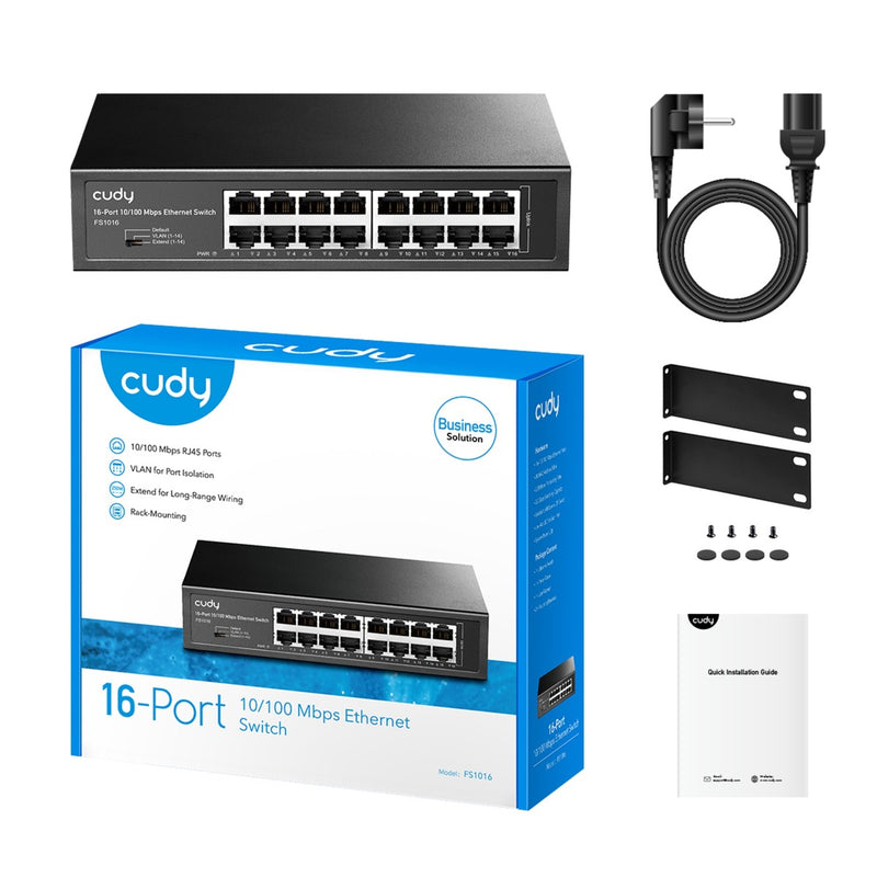 Laden Sie das Bild in Galerie -Viewer, Cudy 16-port 10 100 mbps ethernet switch (zwart)