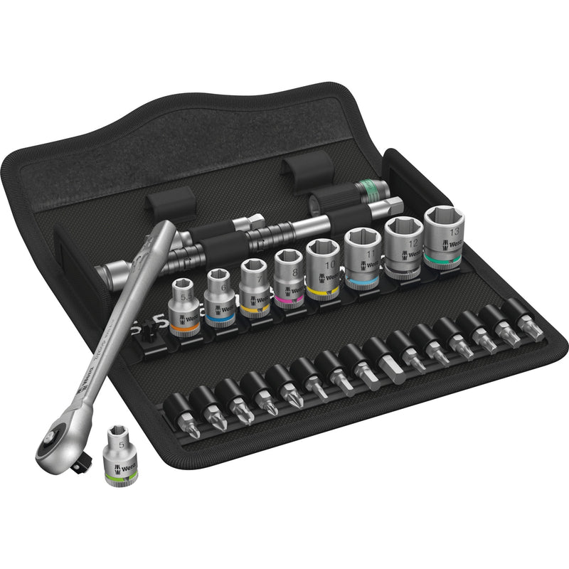 Load image into Gallery viewer, Wera 8100 sa 7 zyklop metal-ratelset doorsteekvierkant 1 4 gereedschapsset (28-delig)