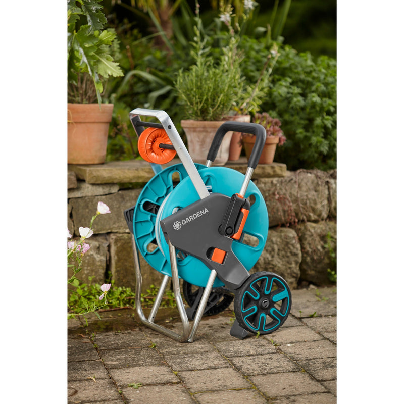 Load image into Gallery viewer, Gardena slangenwagen aquaroll m easy (turquoise grijs, 18515-20)
