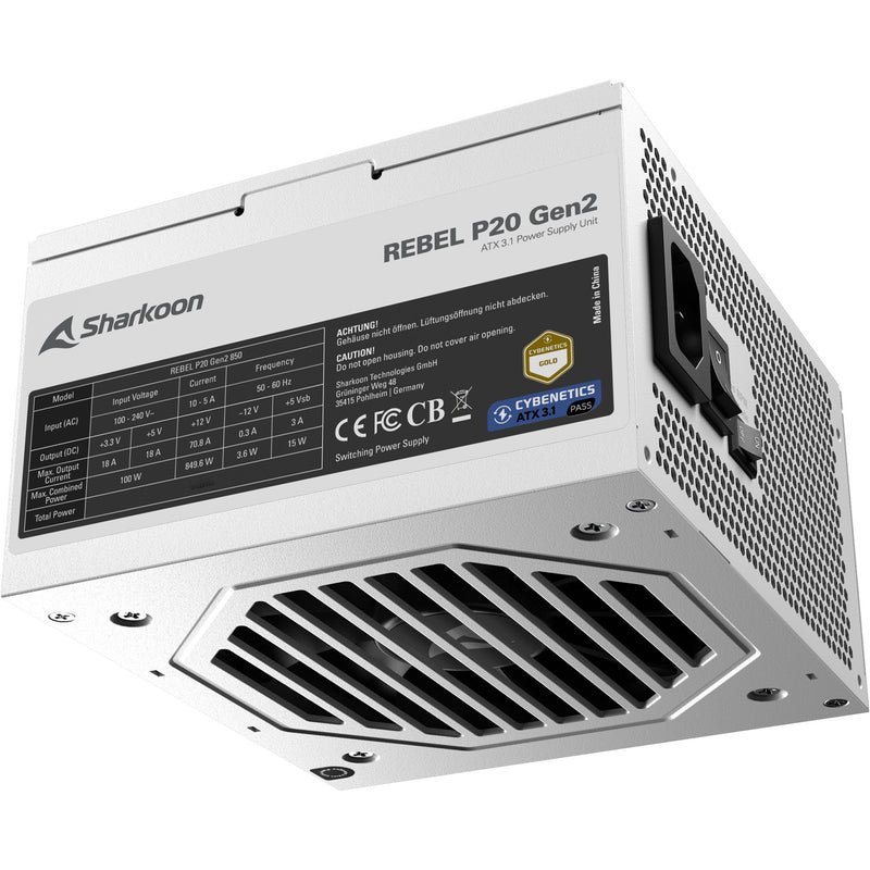 Afbeelding laden in galerijviewer, Sharkoon rebel p20 gen2 modulaire 850 watt voeding (wit, 1x 12v-2x6, 3x pcie)