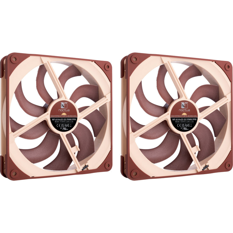 Load image into Gallery viewer, Noctua nf-a14x25 g2 pwm sx2-pp case fans (bruin, 2 stuks, 140 x 140 x 25 mm)