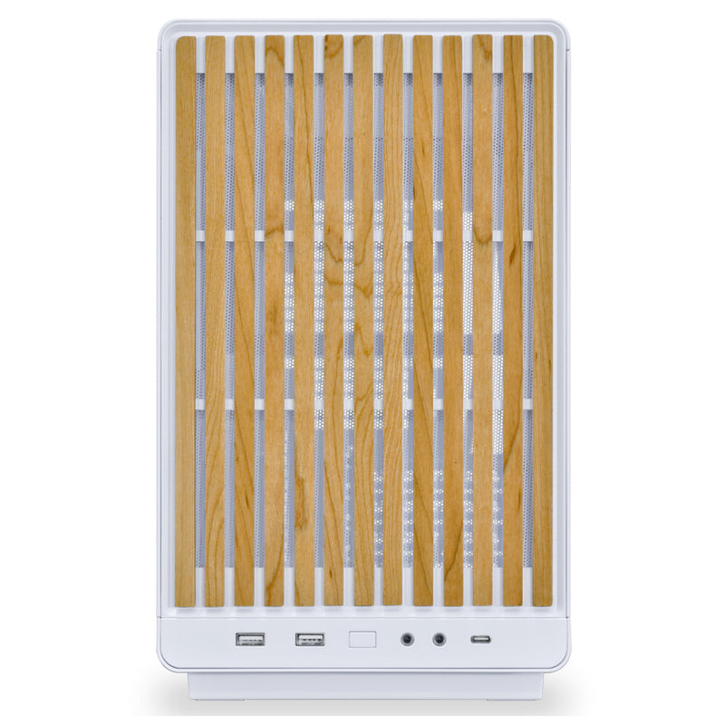 Load image into Gallery viewer, Lian li a3-matx white (wood edition) midi tower behuizing (wit houtkleur | 2x usb-a | 1x usb-c | tempered glass)
