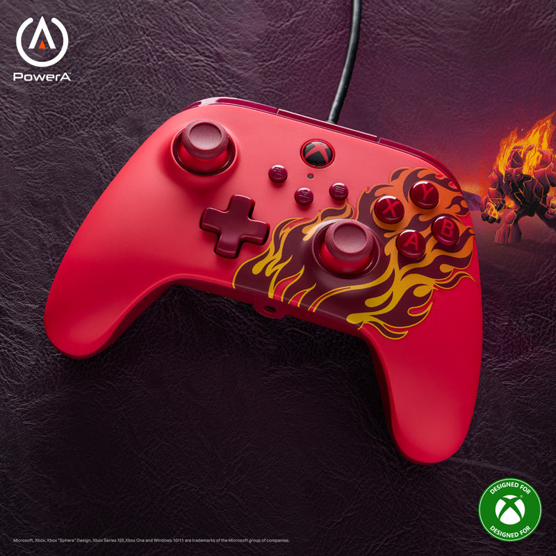 Chargez l'image dans la visionneuse de la galerie, Powera advantage controller met kabel voor de xbox series x|s - rood vuur (rood, xbox series x|s, xbox one, pc)